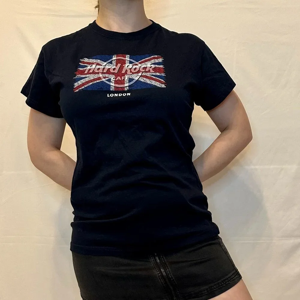 Vintage y2k Hard Rock Cafe London Navy Graphic Tee - XL - Picture 2 of 9